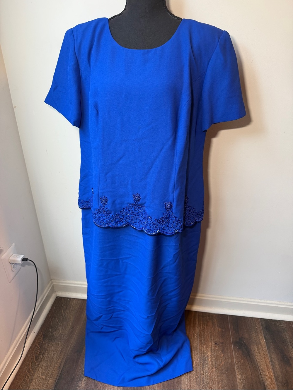 R&M Richards Karen Kwong Blue Beaded Jacket Dress Women’s 16W